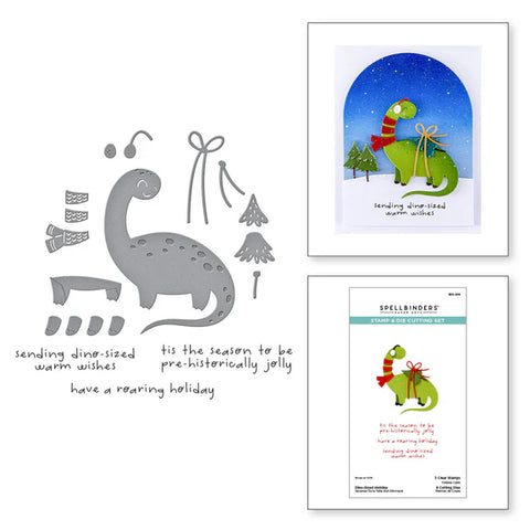 Spellbinders - INDEPENDENT EXCLUSIVE - DINO-SIZED HOLIDAY CLEAR STAMP & DIE SET