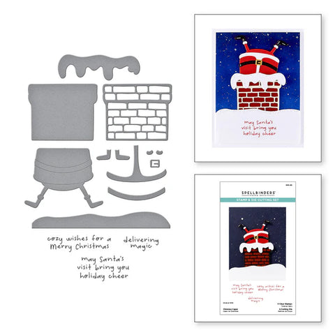 Spellbinders CHIMNEY CAPER CLEAR STAMP & DIE SET FROM THE MERRY MISCHIEF COLLECTION