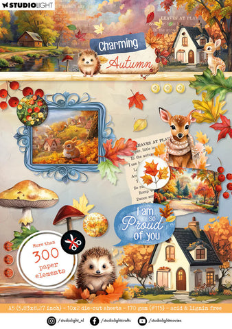 Studio Light Die-Cut Paper Pad Paper Elements Charming Autumn 20 Sheets