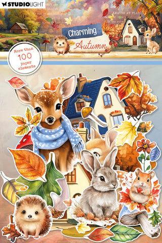 Studio Light Paper Elements Leaves, Animals & Houses Charming Autumn 108 Pieces