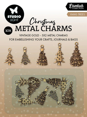 Studio Light- Metal Charms Christmas Trees Essentials 10 Pieces