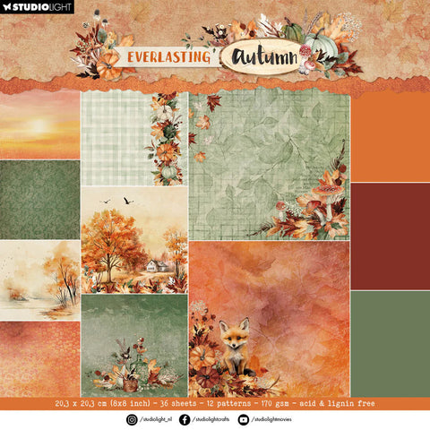 Studio Light 8x8 Paper Pad Background Paper Everlasting Autumn