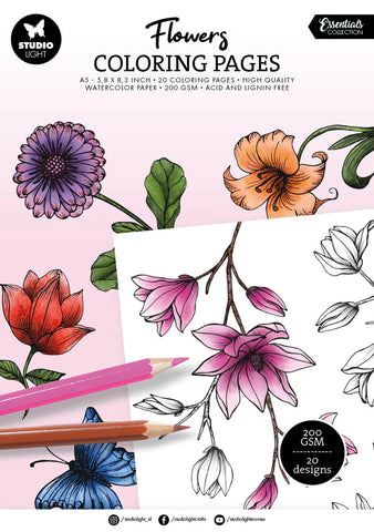 Studio Light - Coloring PagesFlowers Essentials 20 Sheets