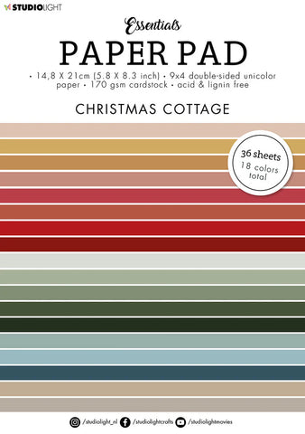 Studio Light - Paper Pad Double Sided Unicolor Christmas Cottage Essentials