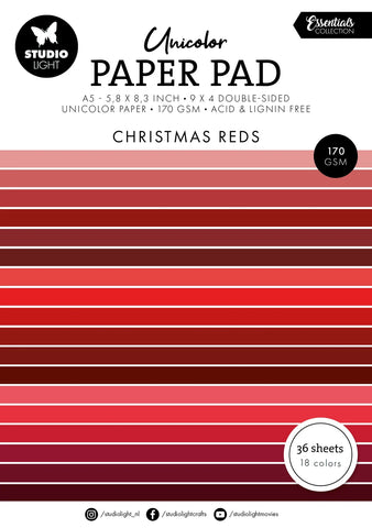 Studio light - Unicolor Paper Pad Christmas Reds Essentials