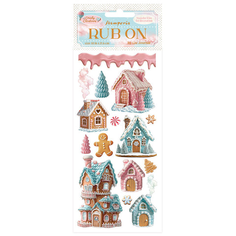 Stamperia Rub-on, Candy Christmas - Marzipan Houses
