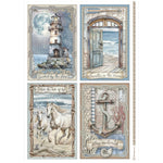 Stamperia -A4 Rice Paper, Silent Sea -4 Cards