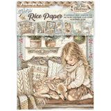 Stamperia A6 Mini Rice Paper, White Christmas
