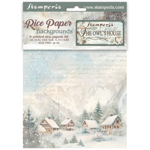 Stamperia A6 Rice Paper Backgrounds, The Owl's House (8 Sheets)