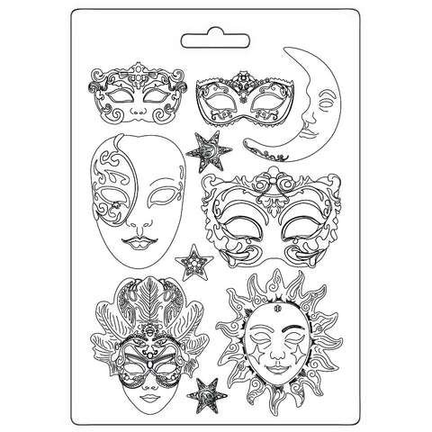 Stamperia Soft Maxi Mould A4 Soft Mould, Masquerade - Masks