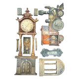 Stamperia A5 Silicone Mould, Gardens of Time - Train and Longcase Clock