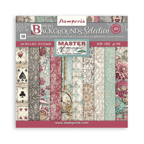 Stamperia (12"X12") Maxi Backgrounds Paper Pad, Master of Magic