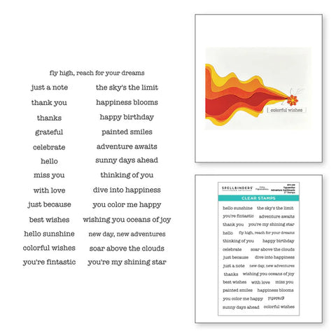 Spellbinders Clear Stamp Set By Vicky Papaioannou Typewriter Adventure Sentiments, Tunnel