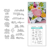 Spellbinders Shiny New Day Sentiments Clear Stamp Set