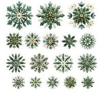 Simply Stated - Golden Evergreen Snowflakes Ephemera