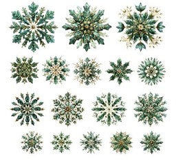 Simply Stated - Golden Evergreen Snowflakes Ephemera