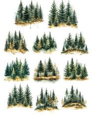 Simply Stated - Golden Evergreen Trees Ephemera