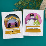 Spellbinders Snowman Scene Etched Dies from the Simon's Snow Globes Collection by Simon Hurley