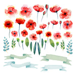 Simply Stated - Watercolor Poppies Singles Ephemera