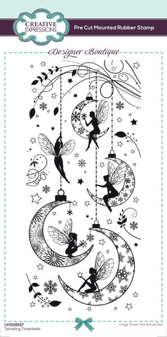 Creative Expressions Designer Boutique Twinkling Tinkerbells 4 in x 8 in Pre Cut Stamp