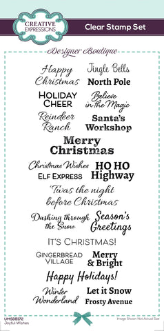 View   Creative Expressions Designer Boutique Joyful Wishes 4 in x 8 in Clear Stamp Set