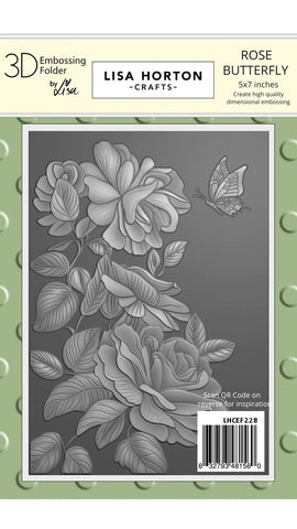 Lisa Horton Crafts Rose Butterfly 5x7 3D Embossing Folder & Dies