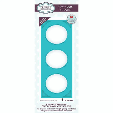 Creative Expressions Sue Wilson Slimline Stitched Oval Aperture Trio Craft Die