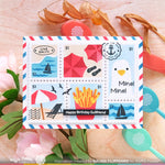 Waffle Flower Postage Collage Beach Days Stencil