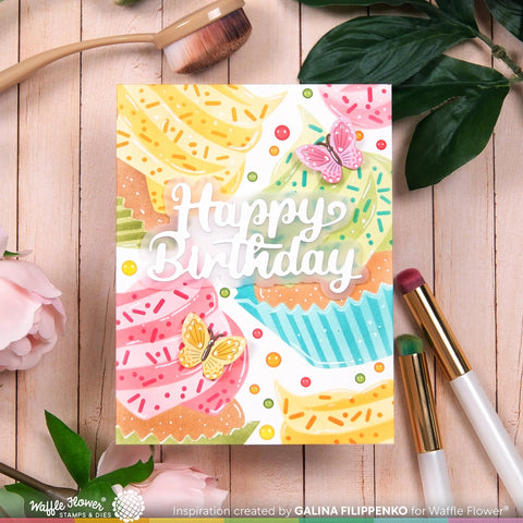 Waffle Flower Sweet Cupcake Stencil
