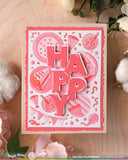WAFFLE FLOWER Overlapping Vertical Happy Word Die