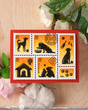Waffle Flower Postage Collage Dog Silhouettes Stamp Set