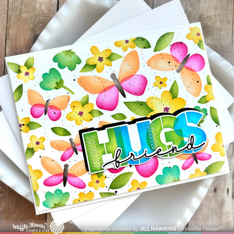 Waffle Flower Die, Overlapping Hugs Die-n-stencil