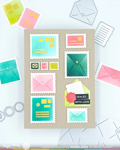 Waffle Flower Postage Collage Miniature Die-n-stencil