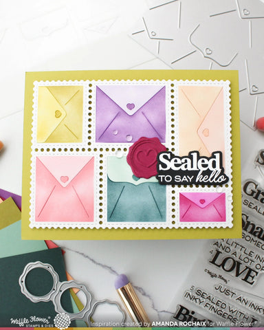 Waffle Flower Postage Collage Envelope Stencil
