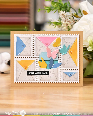 Waffle Flower Postage Collage Envelope Die