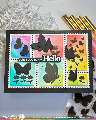 Waffle Flower Postage Collage Butterfly Silhouettes Die