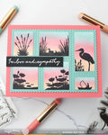 Waffle Flower Postage Collage Lake Sunset stamp