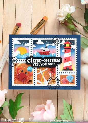 Waffle Flower Postage Collage Coastal Stencil