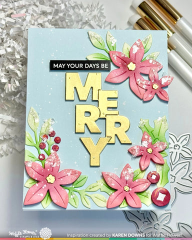 Waffle Flower - Overlapping Vertical Merry Word Die