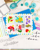 Waffle Flower x Galina Filippenko Postage Collage Tropical Flowers Stencil