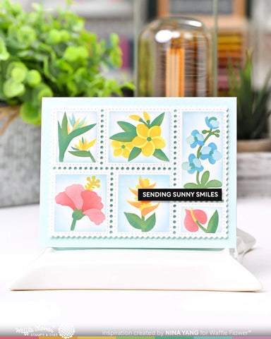 Waffle Flower x Galina Filippenko Postage Collage Tropical Flowers Stencil