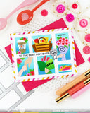 WAFFLE FLOWER X GALINA FILIPPENKO Postage Collage Mom & Dad Details Stamp Set