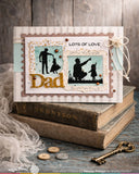 WAFFLE FLOWER X GALINA FILIPPENKO Postage Collage Dad Silhouettes Stamp Set