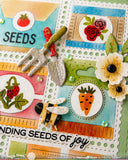 Waffle Flower Postage Collage Seeds Stencil