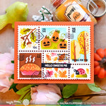 Waffle Flower Stencil, Postage Collage fall
