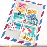 Waffle Flower Postage Collage Beach Days Stencil