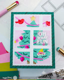 Waffle Flower x Galina Filippenko - Postage Collage Vertical Tree Stencil