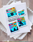 Waffle Flower Stencil, Postage Collage Airmail