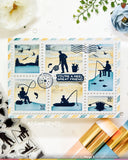 Waffle Flower x Galina Filippenko Postage Collage A7 Airmail Stencil
