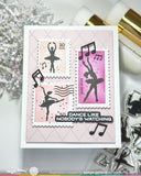 Waffle Flower Clear Stamp, Postage Collage Ballerina Silhouettes